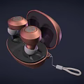 Rose Gold Wireless Earbuds in Charging Case with White Ear Tips and Lanyard