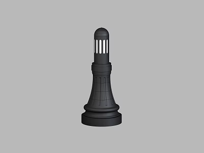 Classic Black Outdoor Pillar Light with Ornate Design and Slotted Top 3d model