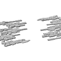 Mechanical Weapon Models Including Rifles Guns And Knives On Yellow Grid Background