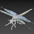 Realistic Dragonfly with Vibrant Blue and Purple Transparent Wings and Green Body as Flying Insect