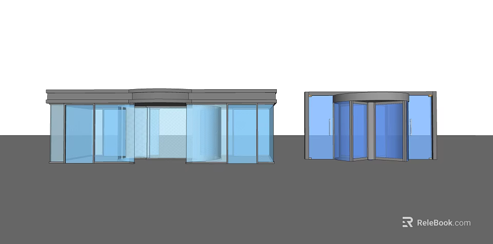 Modern Glass Facade Building Exterior Design With Transparent Entrance Structure 3d model 