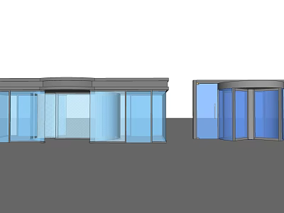 Modern Glass Facade Building Exterior Design With Transparent Entrance Structure 3d model