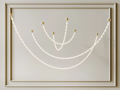 Elegant Minimalist Pearl Chain Chandelier With Light Frame Interior Design 3d model