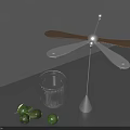 Decorative Ornament Combination With Metal Dragonfly Sculpture Wooden Blades Glass Candle Holder And Green Fruit Decorations