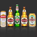 Yanjing Beer Bottles And Beer Glasses Display With Various Packaging Designs Collection