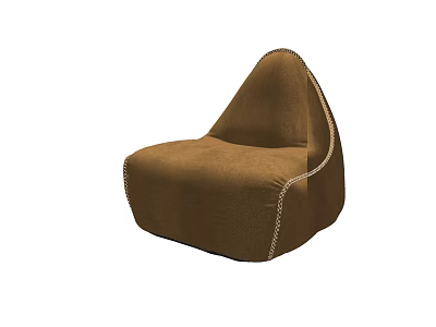 Cozy Brown Single Sofa With Soft Fabric And Stitched Edges For Living Room 3d model