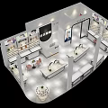 Modern Specialty Store Interior With Display Shelves Tables And Product Displays