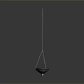 Modern Silver Pendant Light With Chain Hanging Bowl Shaped Design On Gray Background