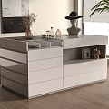 Modern White Vanity Interior With Hat Perfume Bottles Vase And Plant