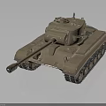 Detailed Military Tank Model With Khaki Color Cannon Armored Tracks And Military Style