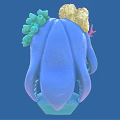 Blue Ocean Creature Character With Spiral Eye Coral And Sponge Head Decorations