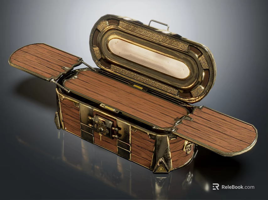 Vintage Style Wooden Metal Open Box Decorative Ornament Set Design 3d model 