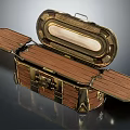 Vintage Style Wooden Metal Open Box Decorative Ornament Set Design