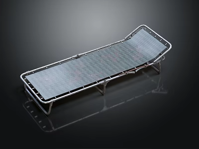 Elongated Metal Frame Medical Transport Stretcher Featuring Mesh Panel and Support Legs 3d model