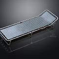 Elongated Metal Frame Medical Transport Stretcher Featuring Mesh Panel and Support Legs