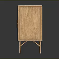 Modern Wooden Entryway Cabinet Sideboard With Vertical Slats Doors And Slim Legs
