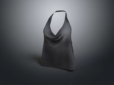 Gray Knitted Sling Bag With Drape Design And V Shaped Opening 3d model