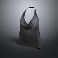 Gray Knitted Sling Bag With Drape Design And V Shaped Opening 3d model