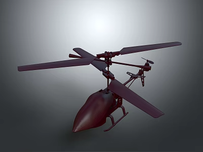 Detailed Dark Colored Helicopter Model With Streamlined Fuselage And Rotors Design 3d model