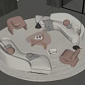 Modern Sofa Coffee Table Set With Round Rug Accent Chairs And Decorative Balls
