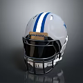 White Weapon Helmet With Blue Stripes And RIDGEMONT Brand Label Design