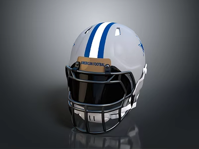 White Weapon Helmet With Blue Stripes And RIDGEMONT Brand Label Design 3d model White Weapon Helmet With Blue Stripes And RIDGEMONT Brand Label Design 3d model