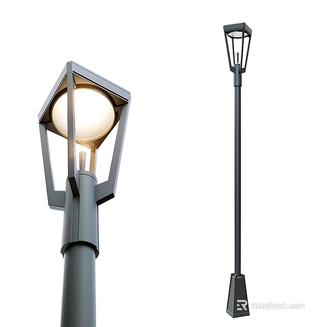Modern Outdoor Street And Post Lights With Sleek Metal Frame Design For Garden 3d model 