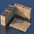 Wooden Slatted Pallets And Storage Boxes For Practical Household Use 3d model
