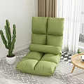 Green Lazy Sofa with Foldable Design Cactus Plant and Side Table in Modern Interior 3d model