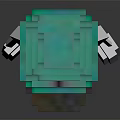 Pixel Art Style Doll With Green Helmet And White Outfit On Dark Background