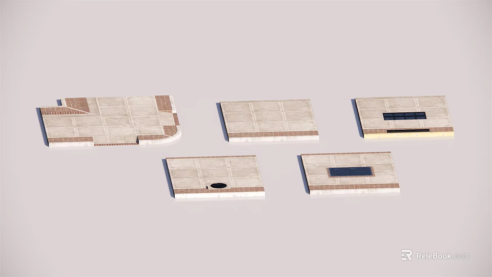 Modern Open Kitchen Floor Design With Polished Tiles And Seamless Layout 3d model