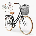 Stylish Bicycle With Front Basket Brown Seat And Rear Rack