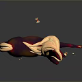 3D Horse Model With Purple Red Body Orange Mane And Tail Leaping With Floating Leaves