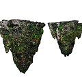 Mossy Natural Stone And Wood Decorative Elements For Garden Landscape Design