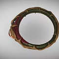 Mythical Fantasy Bracelet With Red Eye And Twisted Green Vine Decorative Design