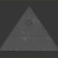 Geometric Pyramid Shaped Object With Gray Surface Blue Stripes And Metallic Reflection 3d model