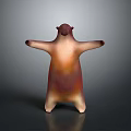 Cartoon Bear 3D Model Standing With Arms Outstretched Brown Orange Gradient
