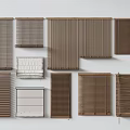 Various Window Blinds With Different Wooden Styles And Designs On 3d model