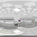Modern Laboratory Interior With Glass Partitions Lab Benches Computer And White Cabinets