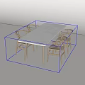 Modern Rectangular Dining Table Set With White Top And Light Wooden Chairs 3d model