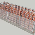 Industrial Warehouse Display Shelves With Metal Frame And Multi Layer Storage 3d model
