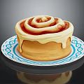 Modern Cake Cream Pie Cinnamon Rolls 3d model