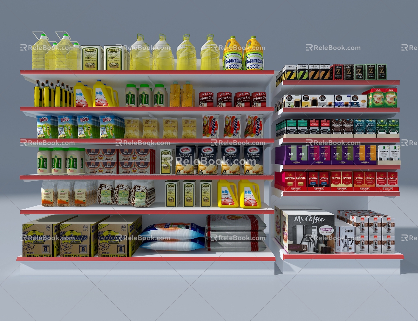 Supermarket shelf display case 3d model