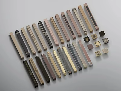 Modern Metal Cabinet Handles in Various Colors and Sleek Designs for Home Furniture 3d model
