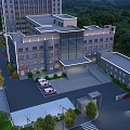 Modern Hospital Architecture Hospital Night View Bird's Eye View Hospital Lighting Building Night View Building Hospital Appearance Ambulance 3d model