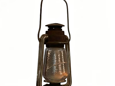 Vintage Kerosene Table Lamp With Metal Frame And Glass Shade For Home Decor 3d model