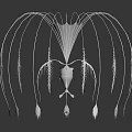 Abstract Organ Structure Featuring Radiating Hair Like Fibers And Reflective Design