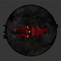 Red Motorcycle With Black Seat Logos And Circular Parts On Circular Metal Platform