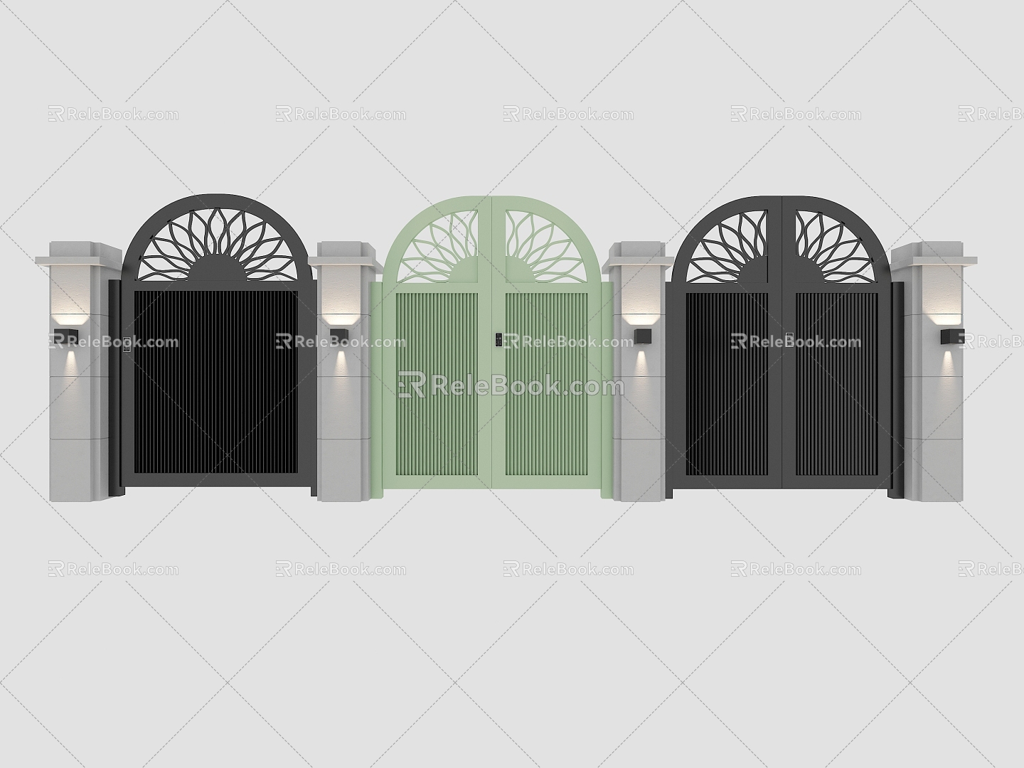 Modern courtyard entrance door 3d model