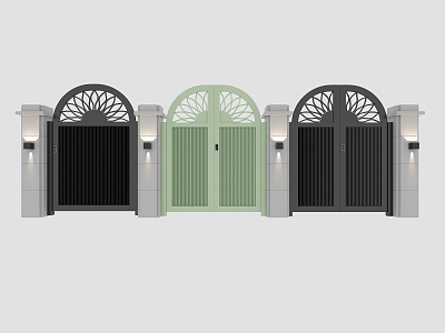 Modern courtyard entrance door 3d model